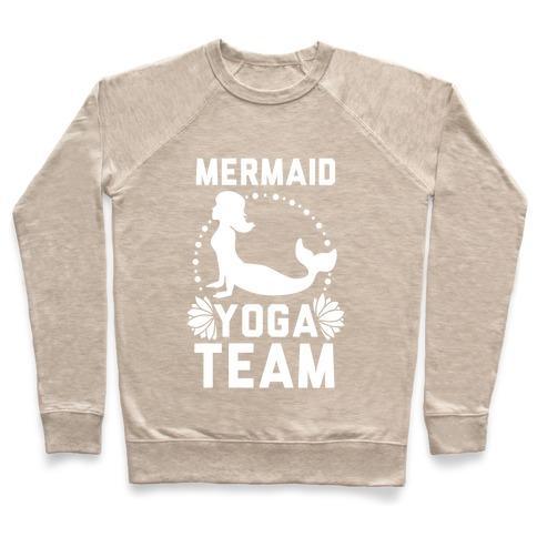 Virgin Teez  Pullover Crewneck Sweatshirt / x-small / Heathered Oatmeal MERMAID YOGA TEAM CREWNECK SWEATSHIRT