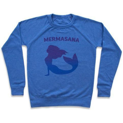 Virgin Teez  Pullover Crewneck Sweatshirt / x-small / Heathered Blue MERMASANA PARODY CREWNECK SWEATSHIRT