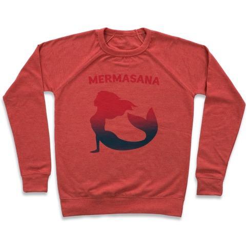 Virgin Teez  Pullover Crewneck Sweatshirt / x-small / Heathered Red MERMASANA PARODY CREWNECK SWEATSHIRT