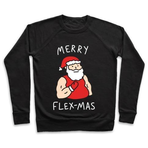 Virgin Teez  Pullover Crewneck Sweatshirt / x-small / Black MERRY FLEX-MAS CREWNECK SWEATSHIRT