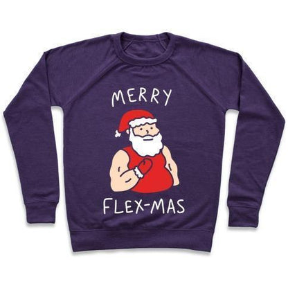 Virgin Teez  Pullover Crewneck Sweatshirt / x-small / Purple MERRY FLEX-MAS CREWNECK SWEATSHIRT