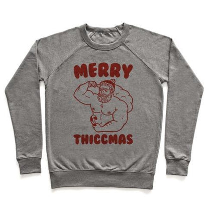 Virgin Teez  Pullover Crewneck Sweatshirt / x-small / Heathered Gray MERRY THICCMAS PARODY CREWNECK SWEATSHIRT