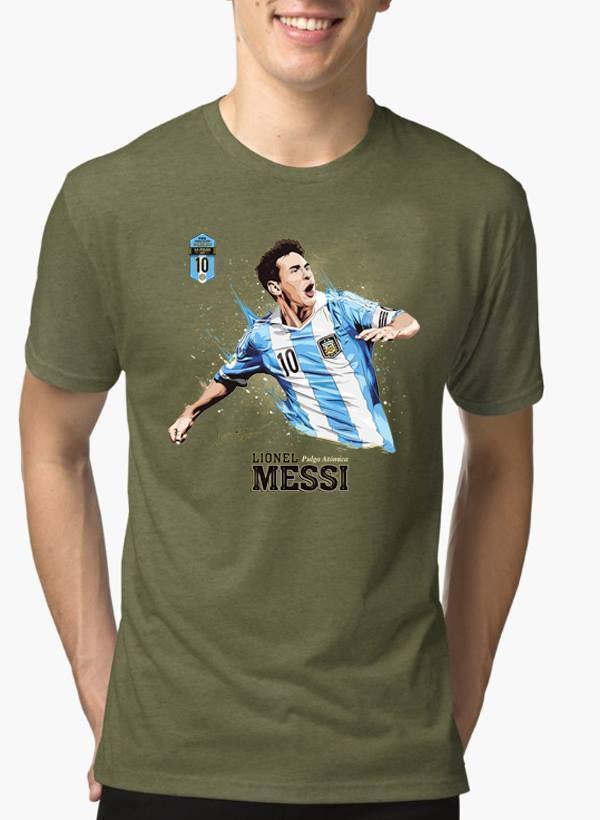 M Nidal Khan T-shirt SMALL / Green Messi Half Sleeves Melange T-shirt