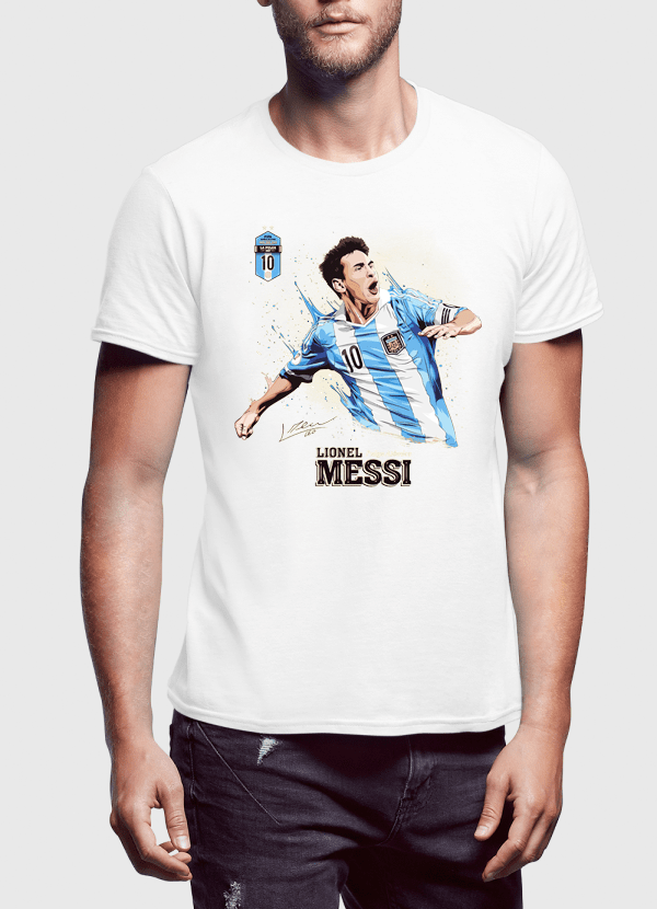 M Nidal Khan T-shirt SMALL / White Messi Half Sleeves T-shirt