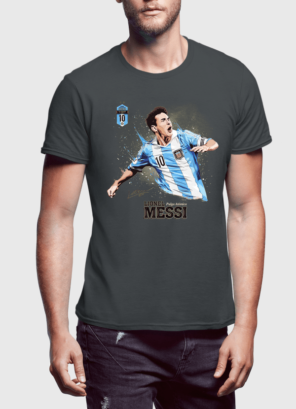 M Nidal Khan T-shirt SMALL / Charcoal Messi Half Sleeves T-shirt