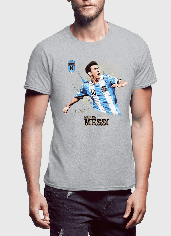 M Nidal Khan T-shirt SMALL / Gray Messi Half Sleeves T-shirt