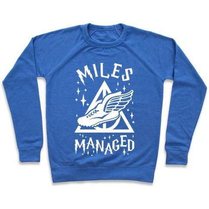 Virgin Teez  Pullover Crewneck Sweatshirt / x-small / Heathered Blue MILES MANAGED CREWNECK SWEATSHIRT