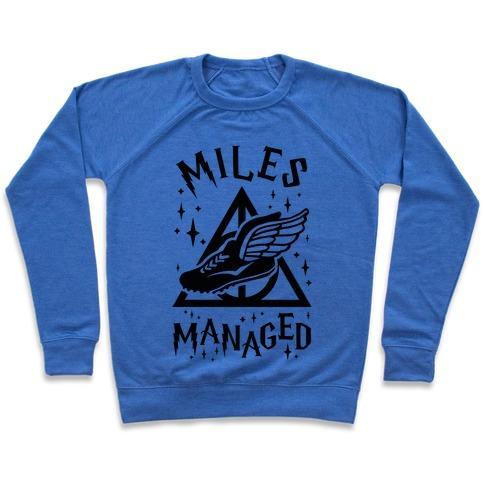 Virgin Teez  Pullover Crewneck Sweatshirt / x-small / Heathered Blue MILES MANAGED CREWNECK SWEATSHIRT