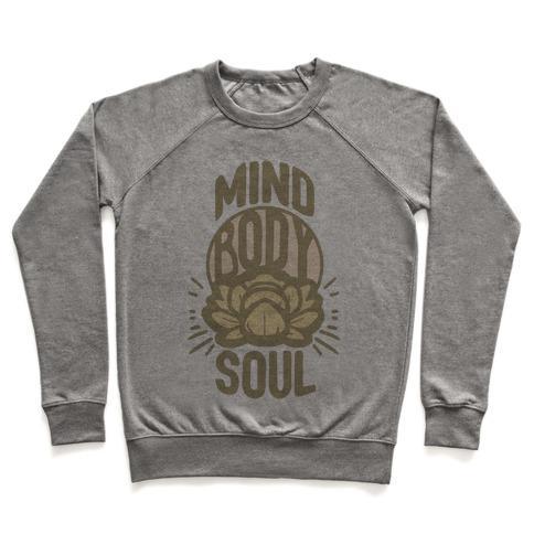 Virgin Teez  Pullover Crewneck Sweatshirt / x-small / Heathered Gray MIND BODY SOUL CREWNECK SWEATSHIRT