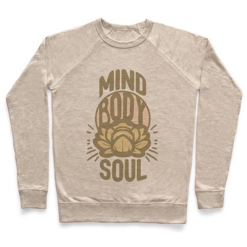 Virgin Teez  Pullover Crewneck Sweatshirt / x-small / Heathered Oatmeal MIND BODY SOUL CREWNECK SWEATSHIRT