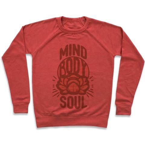 Virgin Teez  Pullover Crewneck Sweatshirt / x-small / Heathered Red MIND BODY SOUL CREWNECK SWEATSHIRT