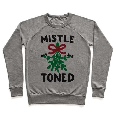 Virgin Teez  Pullover Crewneck Sweatshirt / x-small / Heathered Gray MISTLETONED CREWNECK SWEATSHIRT