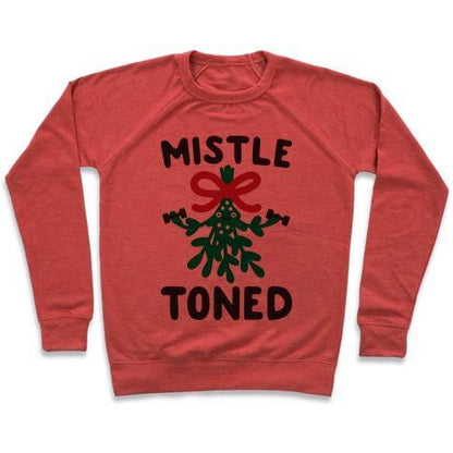 Virgin Teez  Pullover Crewneck Sweatshirt / x-small / Heathered Red MISTLETONED CREWNECK SWEATSHIRT