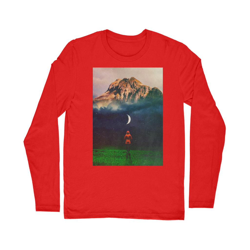 VIRGIN TEEZ Long sleeves T-shirt Red / Unisex / S Moon on Earth Classic Long Sleeve T-Shirt