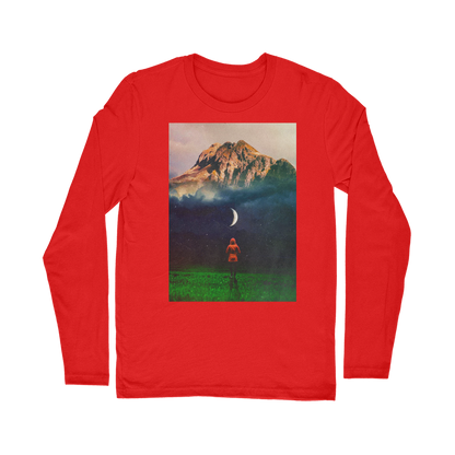 VIRGIN TEEZ Long sleeves T-shirt Red / Unisex / S Moon on Earth Classic Long Sleeve T-Shirt