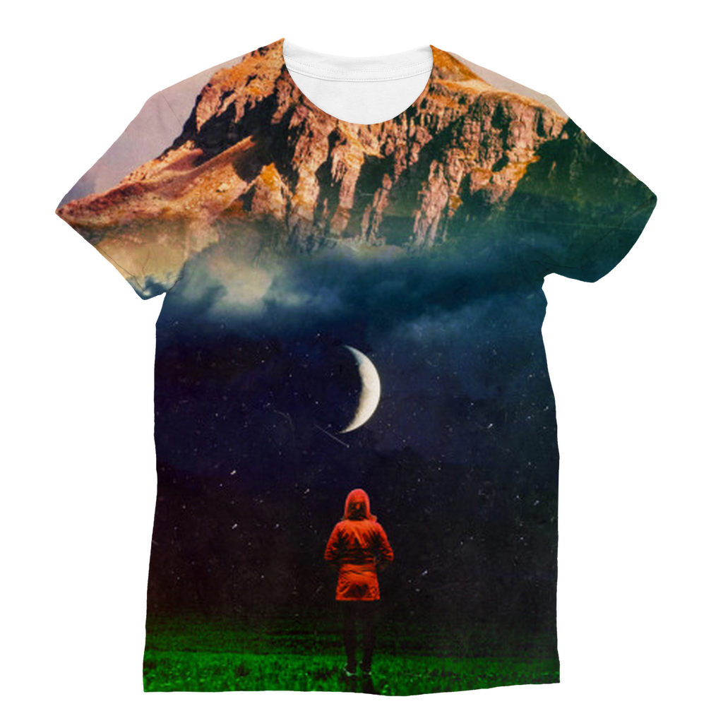 VIRGIN TEEZ Men T-Shirts XS Moon on Earth Classic Sublimation Women's T-Shirt