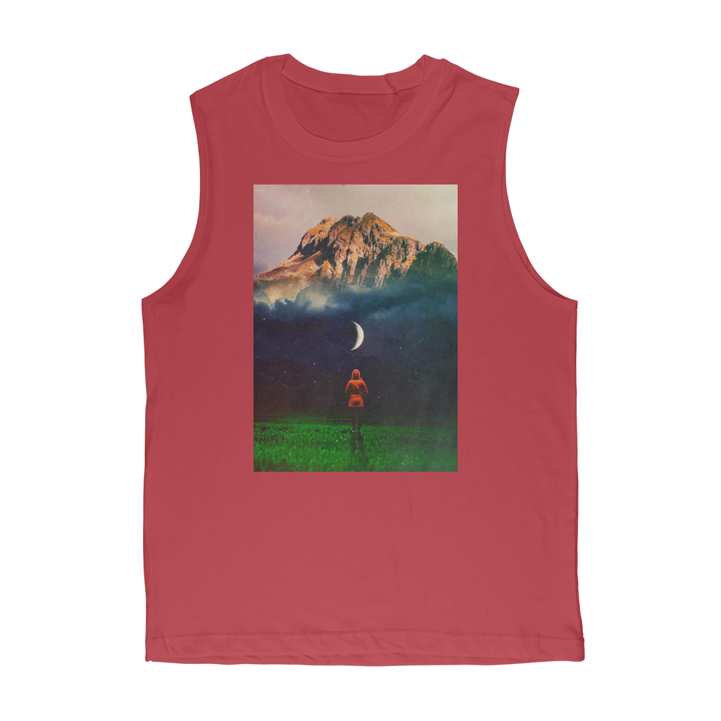 VIRGIN TEEZ Tank Top Red / Unisex / S Moon on Earth Premium Adult Muscle Top