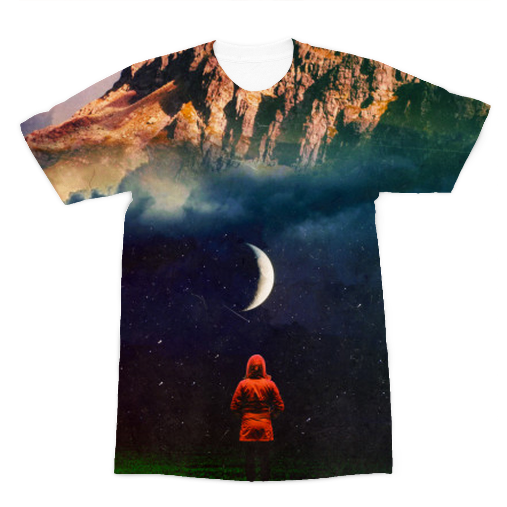 VIRGIN TEEZ Sublimation Men T-Shirt XS Moon on Earth Premium Sublimation Adult T-Shirt