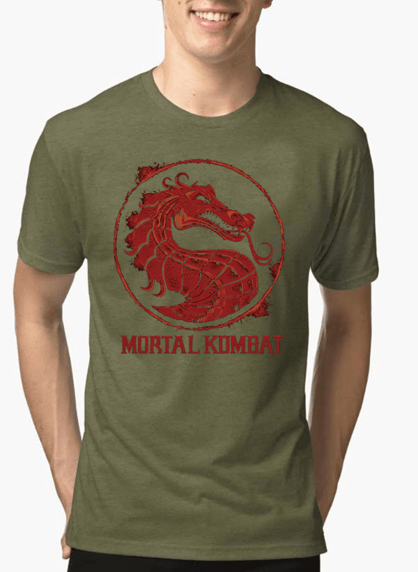 Virgin Teez T-shirt SMALL / Green Mortal Kombat Logo Half Sleeves Melange T-shirt