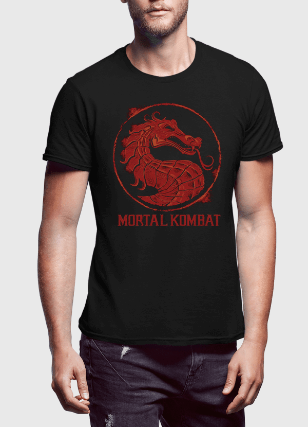 Virgin Teez T-shirt SMALL / Black Mortal Kombat Logo Half Sleeves T-shirt