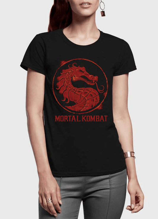 Virgin Teez Women T-Shirt SMALL Mortal Kombat Logo Half Sleeves Women T-shirt