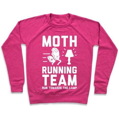 Virgin Teez  Pullover Crewneck Sweatshirt / x-small / Deep Pink MOTH RUNNING TEAM CREWNECK SWEATSHIRT