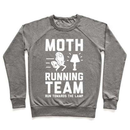 Virgin Teez  Pullover Crewneck Sweatshirt / x-small / Heathered Gray MOTH RUNNING TEAM CREWNECK SWEATSHIRT