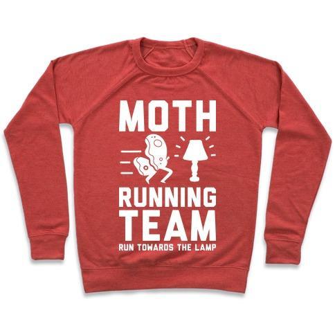 Virgin Teez  Pullover Crewneck Sweatshirt / x-small / Heathered Red MOTH RUNNING TEAM CREWNECK SWEATSHIRT