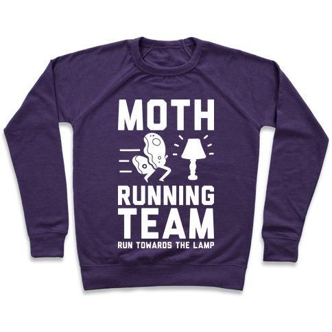 Virgin Teez  Pullover Crewneck Sweatshirt / x-small / Purple MOTH RUNNING TEAM CREWNECK SWEATSHIRT