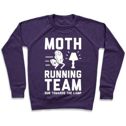 Virgin Teez  Pullover Crewneck Sweatshirt / x-small / Purple MOTH RUNNING TEAM CREWNECK SWEATSHIRT