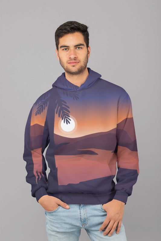 Mountain landscape first person UNISEX Sublimation Hoodie