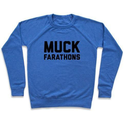 Virgin Teez  Pullover Crewneck Sweatshirt / x-small / Heathered Blue MUCK FARATHONS CREWNECK SWEATSHIRT