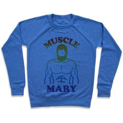 Virgin Teez  Pullover Crewneck Sweatshirt / x-small / Heathered Blue MUSCLE MARY CREWNECK SWEATSHIRT