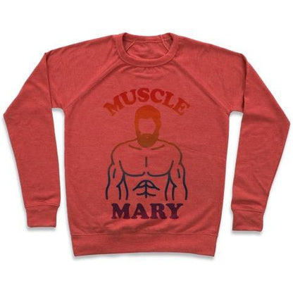 Virgin Teez  Pullover Crewneck Sweatshirt / x-small / Heathered Red MUSCLE MARY CREWNECK SWEATSHIRT