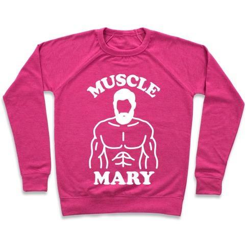 Virgin Teez  Pullover Crewneck Sweatshirt / x-small / Deep Pink MUSCLE MARY CREWNECK SWEATSHIRT