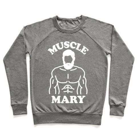 Virgin Teez  Pullover Crewneck Sweatshirt / x-small / Heathered Gray MUSCLE MARY CREWNECK SWEATSHIRT