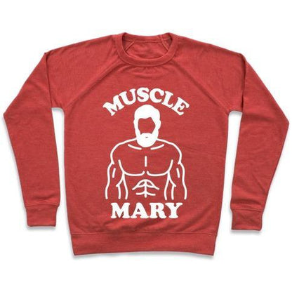 Virgin Teez  Pullover Crewneck Sweatshirt / x-small / Heathered Red MUSCLE MARY CREWNECK SWEATSHIRT