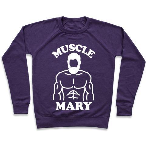 Virgin Teez  Pullover Crewneck Sweatshirt / x-small / Purple MUSCLE MARY CREWNECK SWEATSHIRT