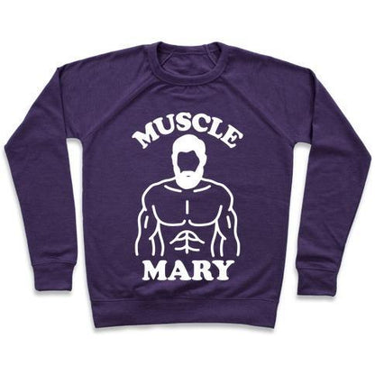 Virgin Teez  Pullover Crewneck Sweatshirt / x-small / Purple MUSCLE MARY CREWNECK SWEATSHIRT