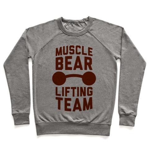 Virgin Teez  Pullover Crewneck Sweatshirt / x-small / Heathered Gray MUSCLEBEAR LIFTING TEAM CREWNECK SWEATSHIRT