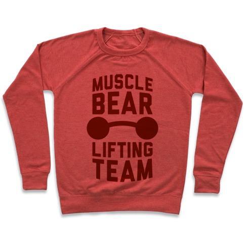 Virgin Teez  Pullover Crewneck Sweatshirt / x-small / Heathered Red MUSCLEBEAR LIFTING TEAM CREWNECK SWEATSHIRT