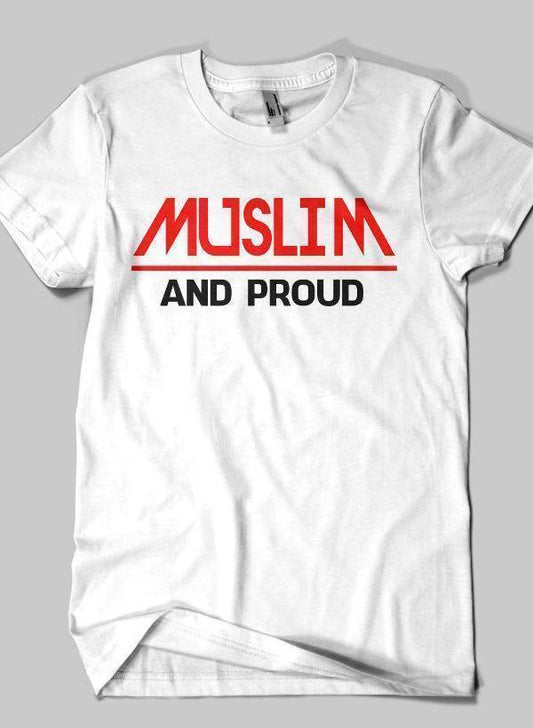 Fahad Khan T-shirt SMALL / White Muslim And Proud Islamic Half Sleeves T-shirt