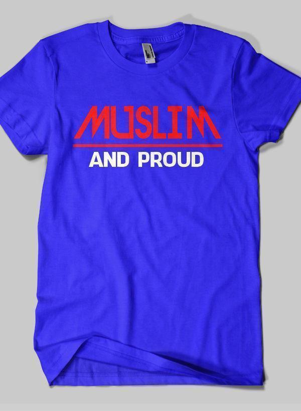 Fahad Khan T-shirt SMALL / Blue Muslim And Proud Islamic Half Sleeves T-shirt