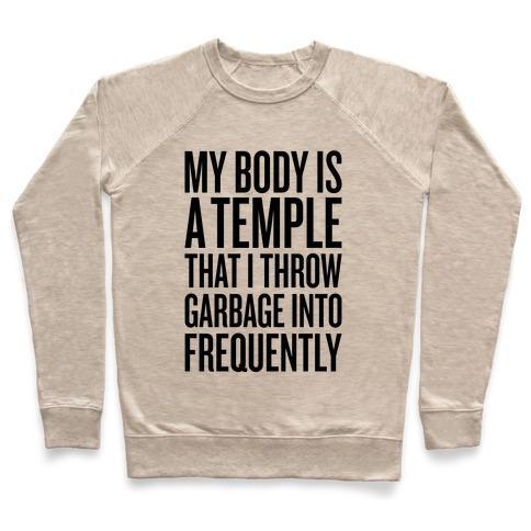 Virgin Teez  Pullover Crewneck Sweatshirt / x-small / Heathered Oatmeal MY BODY IS A TEMPLE CREWNECK SWEATSHIRT