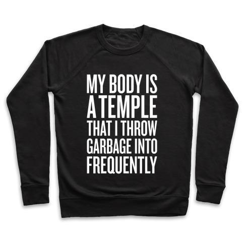 Virgin Teez  Pullover Crewneck Sweatshirt / x-small / Black MY BODY IS A TEMPLE CREWNECK SWEATSHIRT