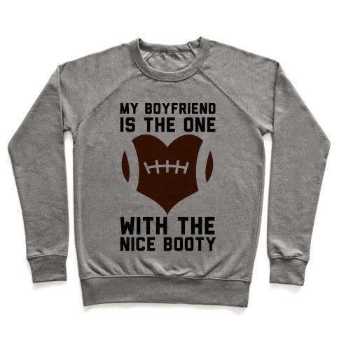 Virgin Teez  Pullover Crewneck Sweatshirt / x-small / Heathered Gray MY BOYFRIEND IS THE ONE CREWNECK SWEATSHIRT