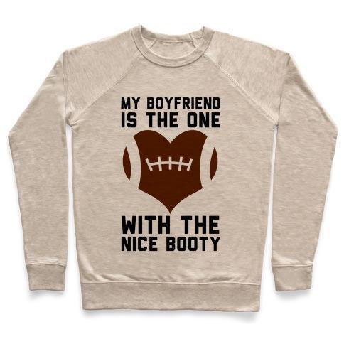 Virgin Teez  Pullover Crewneck Sweatshirt / x-small / Heathered Oatmeal MY BOYFRIEND IS THE ONE CREWNECK SWEATSHIRT