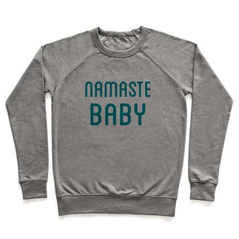 Virgin Teez  Pullover Crewneck Sweatshirt / x-small / Heathered Gray NAMASTE BABY CREWNECK SWEATSHIRT