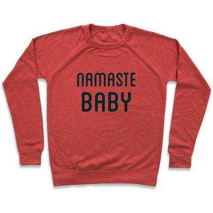 Virgin Teez  Pullover Crewneck Sweatshirt / x-small / Heathered Red NAMASTE BABY CREWNECK SWEATSHIRT