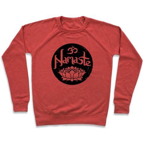 Virgin Teez  Pullover Crewneck Sweatshirt / x-small / Heathered Red NAMASTE CREWNECK SWEATSHIRT